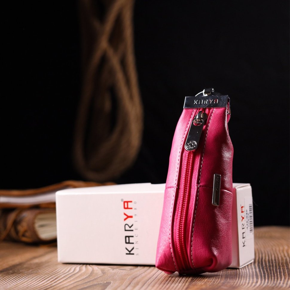 Рожева жіноча ключниця з натуральної шкіри гладкого типу KARYA (2421214)
