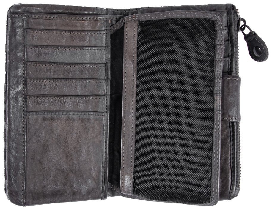 Вместительный женский винтажный кошелек из натуральной плетеной кожи на кнопке Ashwood D83 серого цвета 95428 фото №3 Вместительный женский винтажный кошелек из натуральной плетеной кожи на кнопке Ashwood D83 серого цвета 95428 modnotak фото №3