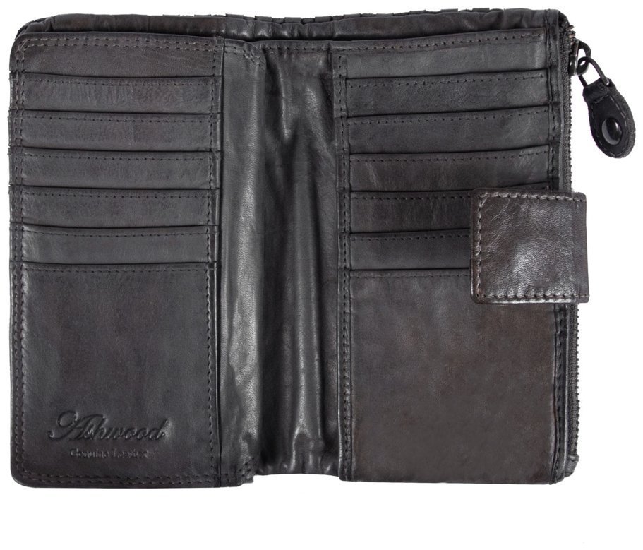 Вместительный женский винтажный кошелек из натуральной плетеной кожи на кнопке Ashwood D83 серого цвета 95428 фото №4 Вместительный женский винтажный кошелек из натуральной плетеной кожи на кнопке Ashwood D83 серого цвета 95428 modnotak фото №4