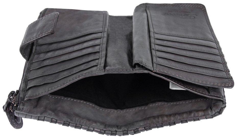 Вместительный женский винтажный кошелек из натуральной плетеной кожи на кнопке Ashwood D83 серого цвета 95428 фото №6 Вместительный женский винтажный кошелек из натуральной плетеной кожи на кнопке Ashwood D83 серого цвета 95428 modnotak фото №6