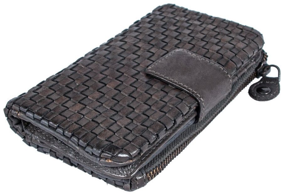 Вместительный женский винтажный кошелек из натуральной плетеной кожи на кнопке Ashwood D83 серого цвета 95428 фото №9 Вместительный женский винтажный кошелек из натуральной плетеной кожи на кнопке Ashwood D83 серого цвета 95428 modnotak фото №9