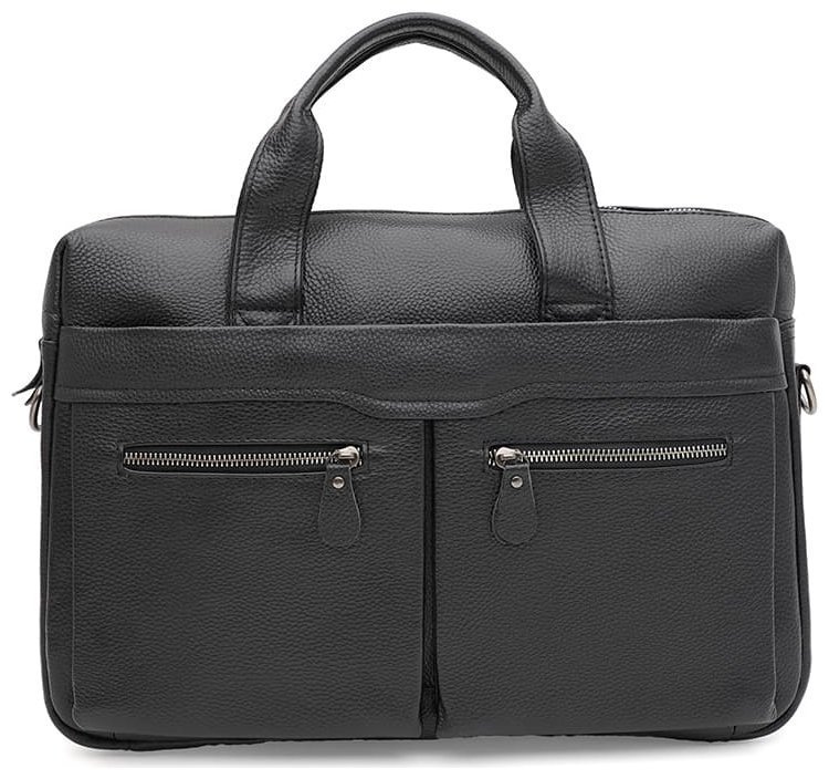 Деловая мужская сумка из натуральной кожи черного цвета для ноутбука до 15" Borsa Leather 95528 modnotak фото №1