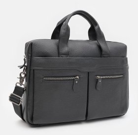 Ділова чоловіча сумка з натуральної шкіри чорного кольору для ноутбука до 15" Borsa Leather 95528
