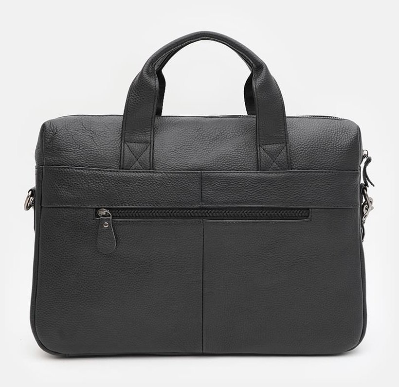 Деловая мужская сумка из натуральной кожи черного цвета для ноутбука до 15" Borsa Leather 95528 modnotak фото №3