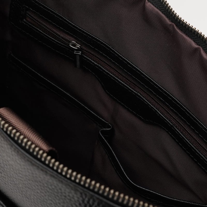 Деловая мужская сумка из натуральной кожи черного цвета для ноутбука до 15" Borsa Leather 95528 modnotak фото №5