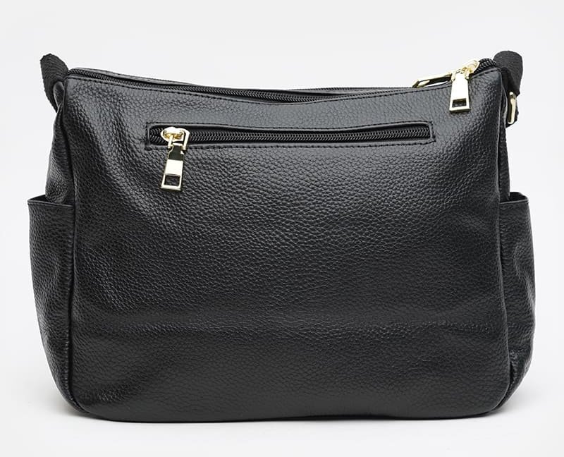 Середня жіноча сумка чорного кольору із зернистої шкіри з однією лямкою на плече Keizer (21273)