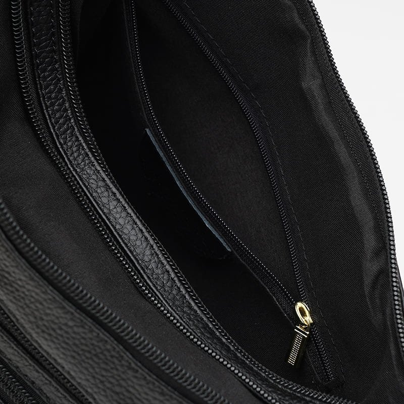 Средняя женская сумка черного цвета из зернистой кожи с одной лямкой на плечо Keizer (21273)