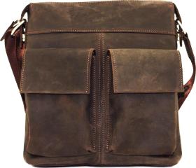 Чоловіча сумка з вінтажній шкіри коричневого кольору VATTO (12069)