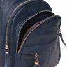 Женский кожаный рюкзак синего цвета с множеством карманов Keizer (19268) - 8