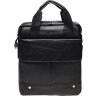 Мужская повседневная сумка среднего размера из натуральной черной кожи с ручками Borsa Leather (21396) - 1