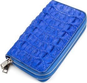 Жіночий гаманець з натуральної шкіри крокодила синього кольору CROCODILE LEATHER (024-18160)