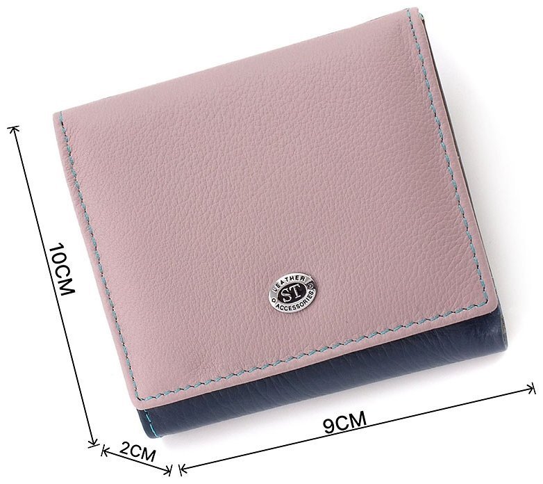 Компактный женский кошелек из разноцветной натуральной кожи с монетницей ST Leather 1767228 modnotak фото №3