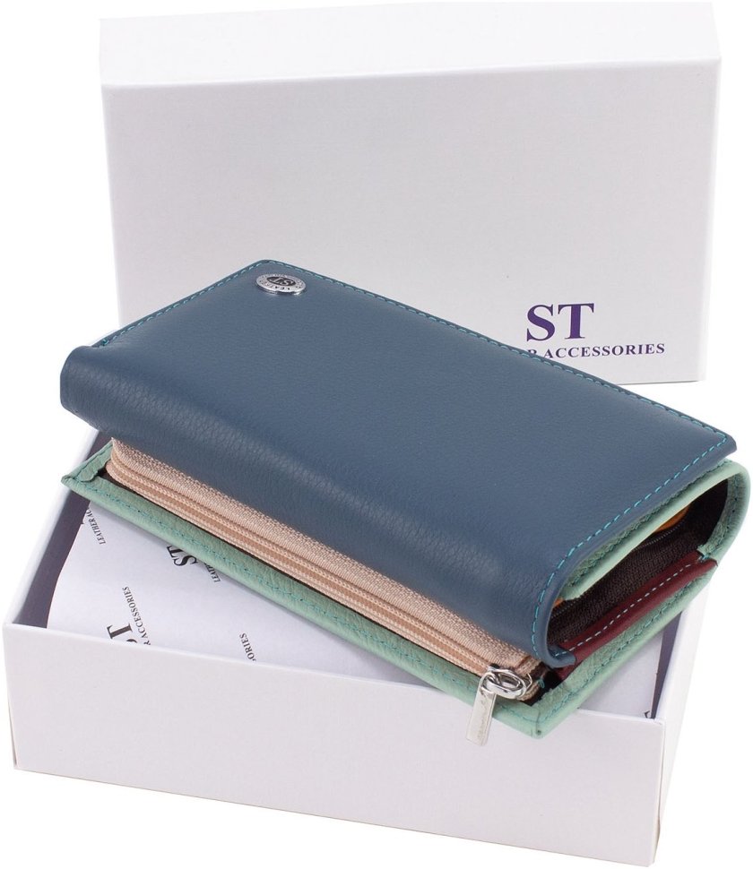 Женский кошелек среднего размера из натуральной разноцветной кожи ST Leather 1767328