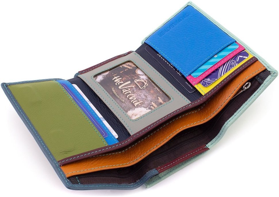 Женский кошелек среднего размера из натуральной разноцветной кожи ST Leather 1767328