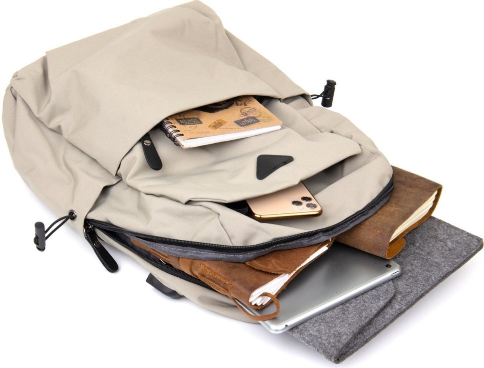 Светло-серый универсальный рюкзак из текстиля Vintage (20624)