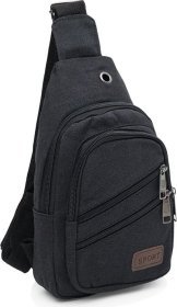 Чоловічий текстильний рюкзак-слінг чорного кольору через плече Monsen (22112)
