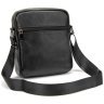 Маленька чоловіча сумка на плече із фактурної шкіри чорного кольору Tiding Bag 77528 - 3
