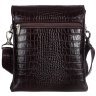 Шкіряна чоловіча сумка планшет із натуральної шкіри з текстурою під крокодила DESISAN 107628 коричнева modnotak фото - 2