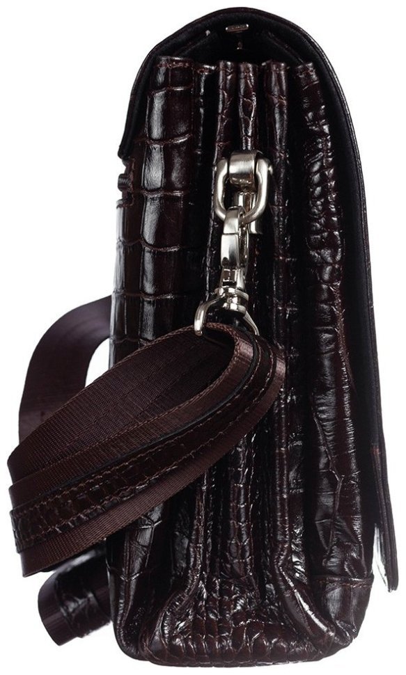 Шкіряна чоловіча сумка планшет із натуральної шкіри з текстурою під крокодила DESISAN 107628 коричнева modnotak фото №3