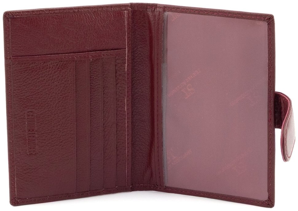 Обложка кожаная для паспорта + отделения для карточек ST Leather 97728 бордового цвета modnotak фото №2
