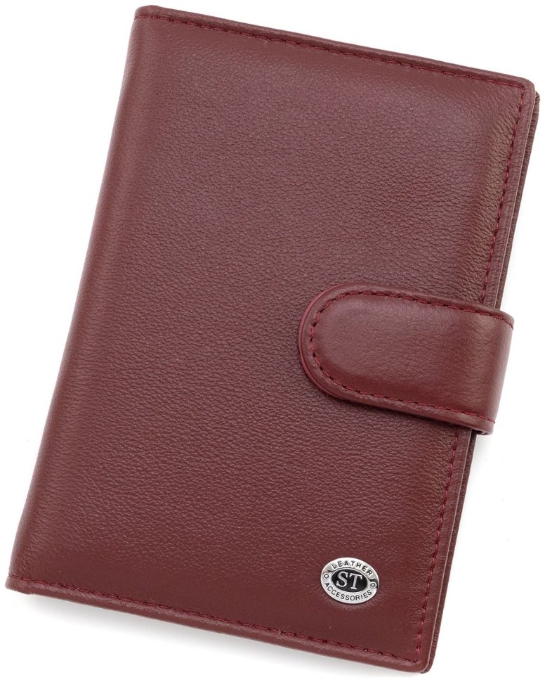 Обложка кожаная для паспорта + отделения для карточек ST Leather 97728 бордового цвета modnotak фото №1