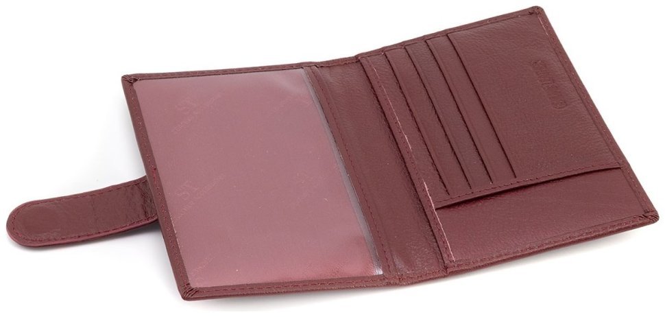 Обложка кожаная для паспорта + отделения для карточек ST Leather 97728 бордового цвета modnotak фото №4