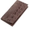 Вертикальне портмоне з крокодилової шкіри коричневого кольору CROCODILE LEATHER (024-18266) - 1