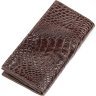 Вертикальне портмоне з крокодилової шкіри коричневого кольору CROCODILE LEATHER (024-18266) - 2