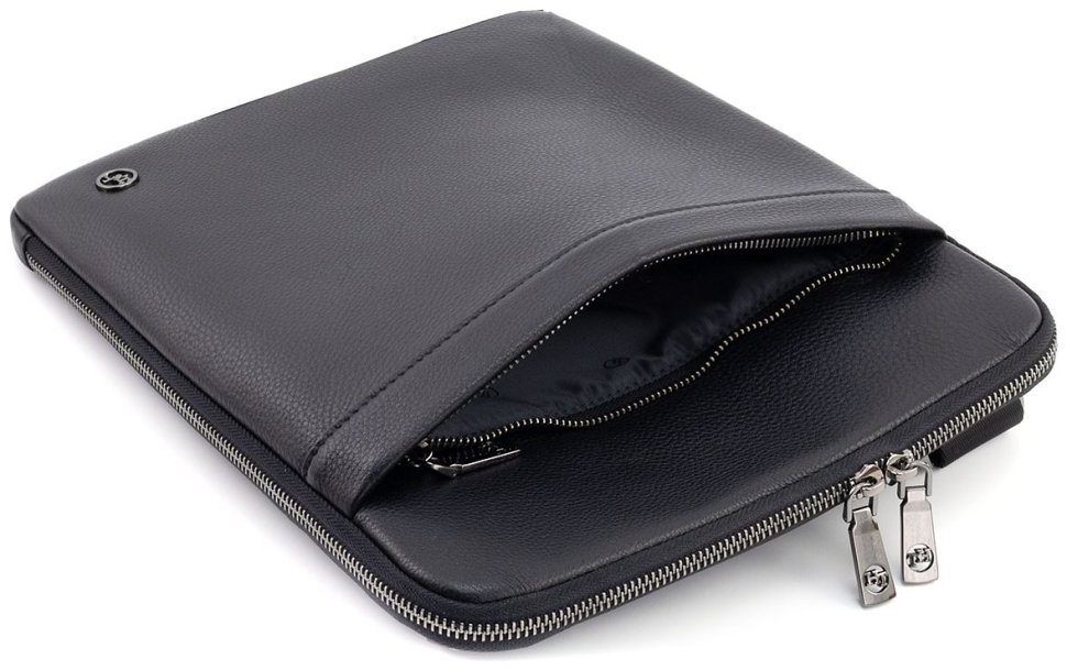 Вертикальная мужская сумка планшет формата А4 H.T Leather 107928 черная modnotak фото №6