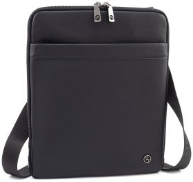 Вертикальная мужская сумка планшет формата А4 H.T Leather 107928 черная