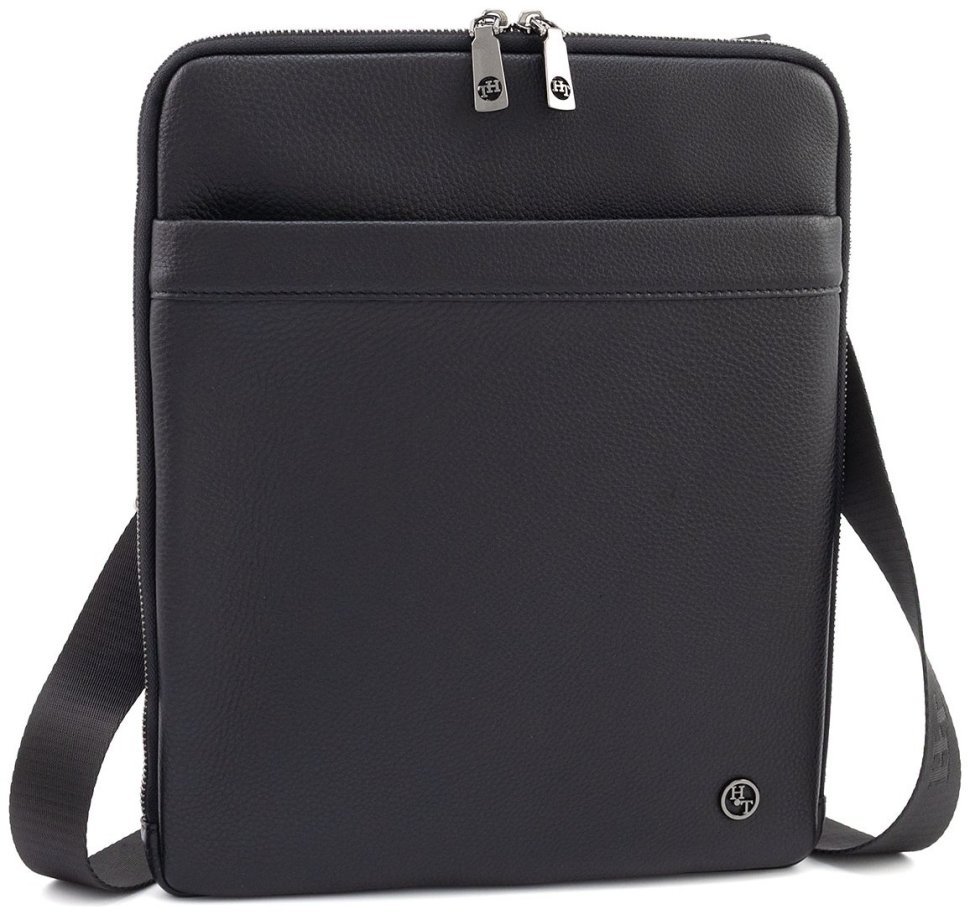 Вертикальная мужская сумка планшет формата А4 H.T Leather 107928 черная modnotak фото №1