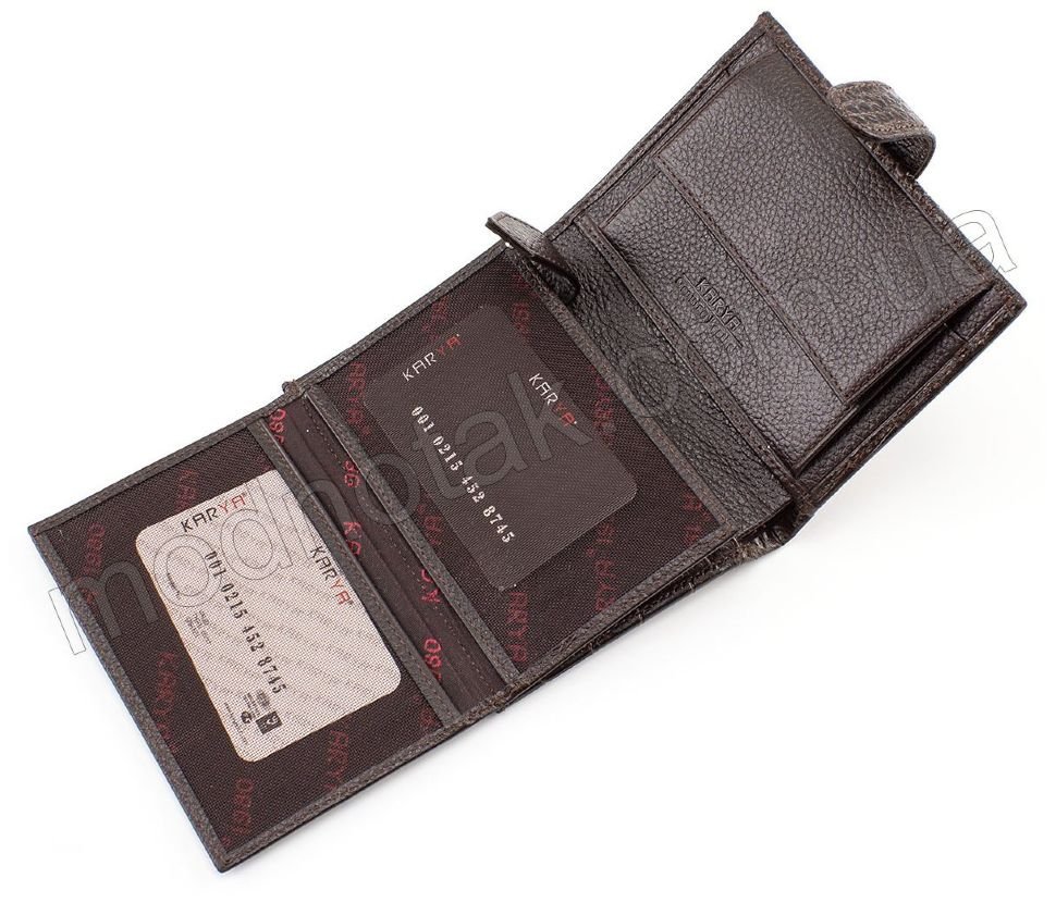 Вертикальный кожаный кошелек с тиснением под крокодила KARYA (0957-57)