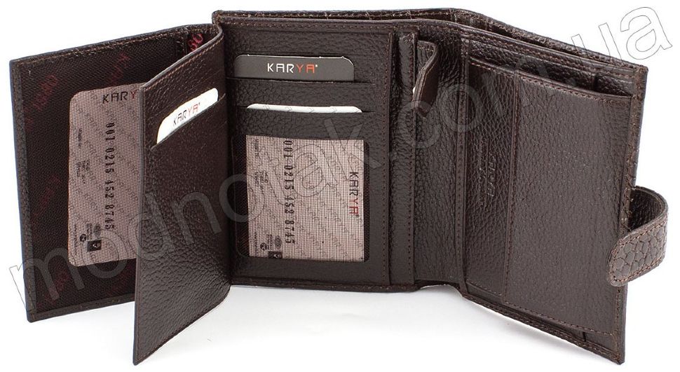 Вертикальний шкіряний гаманець з тисненням під крокодила KARYA (0957-57)