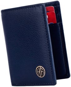 Компактный картхолдер кошелек из фактурной кожи на кнопке Hammonds Flycatcher CC605 синего цвета 108028