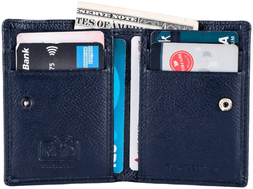 Компактный картхолдер кошелек из фактурной кожи на кнопке Hammonds Flycatcher CC605 синего цвета 108028 фото №3 Компактный картхолдер кошелек из фактурной кожи на кнопке Hammonds Flycatcher CC605 синего цвета 108028 modnotak фото №3