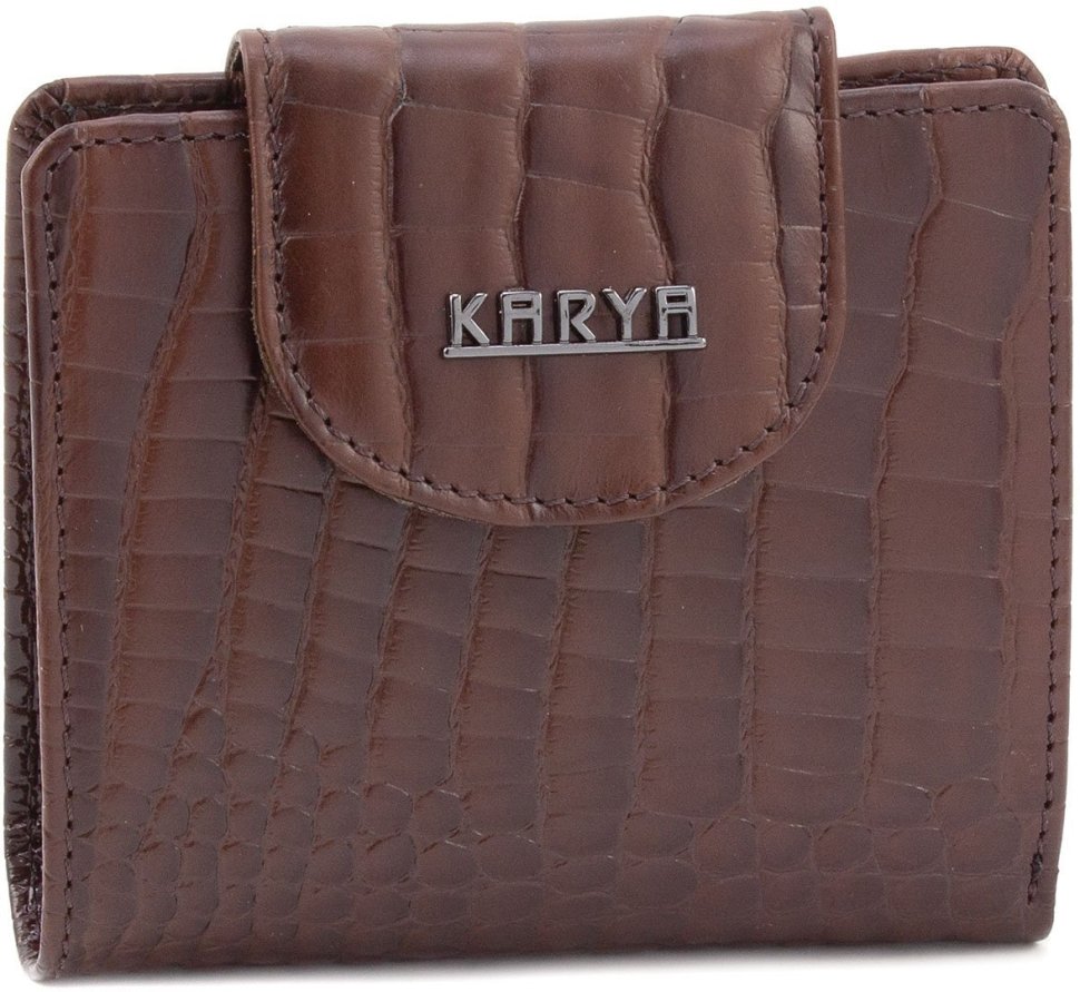 Коричневий гаманець з натуральної шкіри під крокодила KARYA (1052-537)