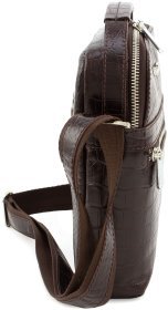 Чоловіча барсетка з міцної натуральної шкіри коричневого кольору KARYA (12403)