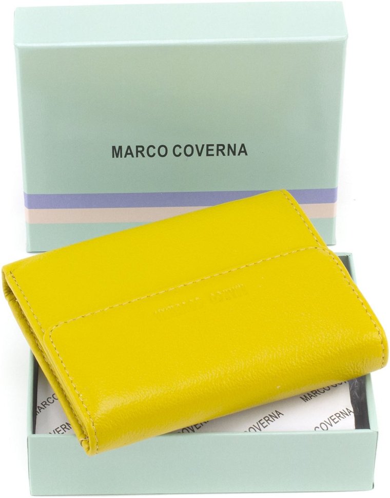 Желтый женский кошелек небольшого размера из натуральной кожи Marco Coverna 68628