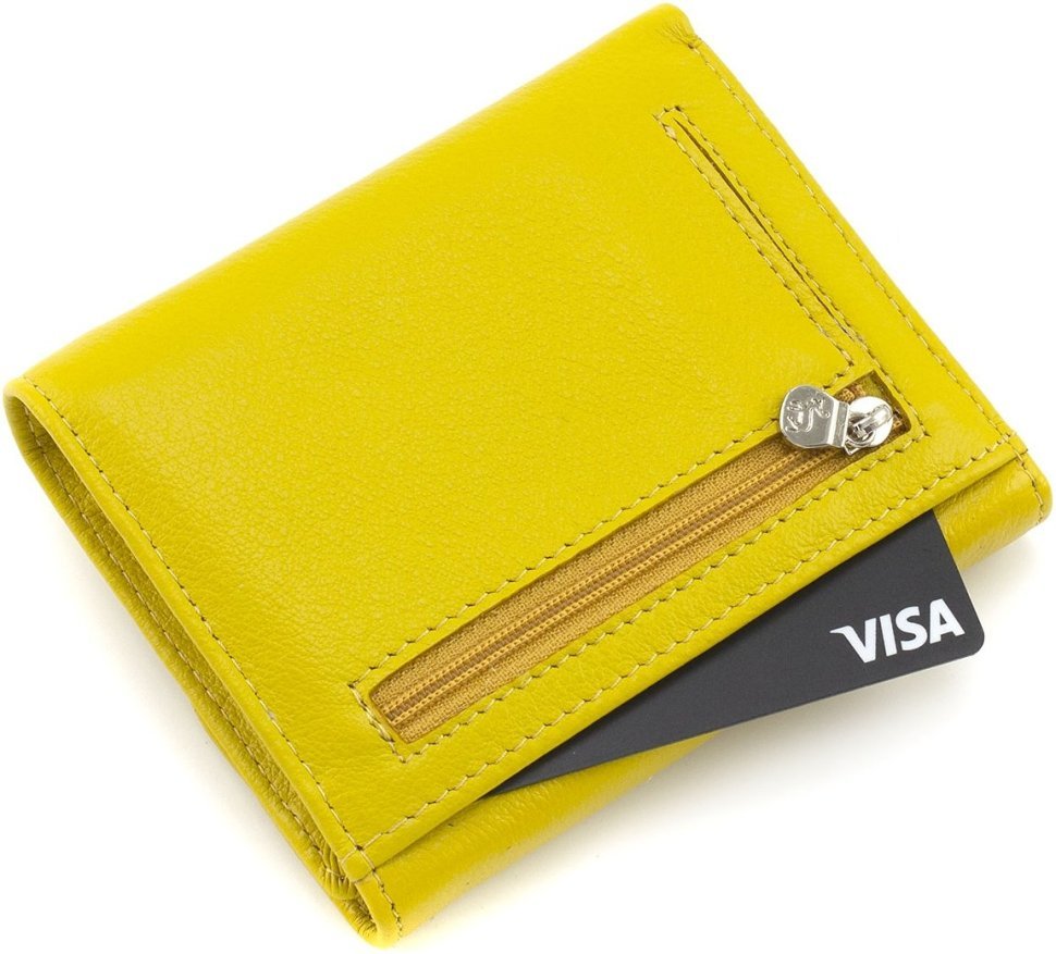 Жовтий жіночий гаманець невеликого розміру з натуральної шкіри Marco Coverna 68628