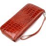 Лаковий коричневий жіночий гаманець із натуральної шкіри під крокодила CANPELLINI (2421620) - 2