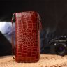 Лаковий коричневий жіночий гаманець із натуральної шкіри під крокодила CANPELLINI (2421620) - 6