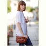 Кожаная плетеная женская сумка-кроссбоди светло-коричневого цвета BlankNote Пазл S 78728 - 2