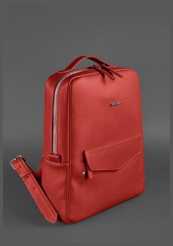 Кожаный городской женский рюкзак красного цвета на молнии BlankNote Cooper 78828