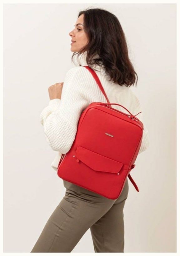 Кожаный городской женский рюкзак красного цвета на молнии BlankNote Cooper 78828