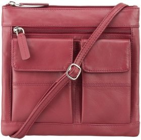 Женская сумка через плечо из натуральной кожи красного цвета Visconti Slim Bag 68928