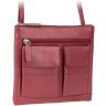 Женская сумка через плечо из натуральной кожи красного цвета Visconti Slim Bag 68928 - 3