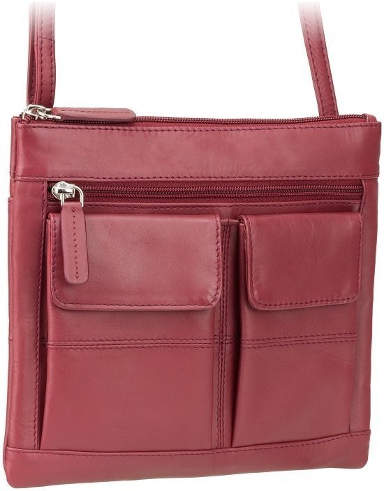 Жіноча сумка через плече з натуральної шкіри червоного кольору Visconti Slim Bag 68928