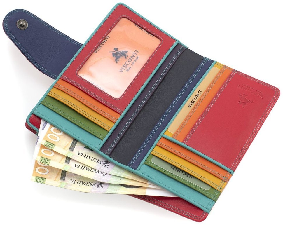 Середній жіночий гаманець із високоякісної шкіри червоного кольору Visconti Ylang 69128