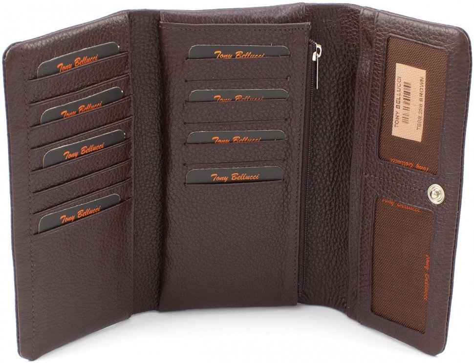 Просторий гаманець коричневого кольору з натуральної шкіри Tony Bellucci (12440)