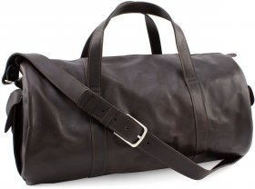 Темно-коричнева дорожня сумка з якісної шкіри італійського виробництва Grande Pelle (15487)